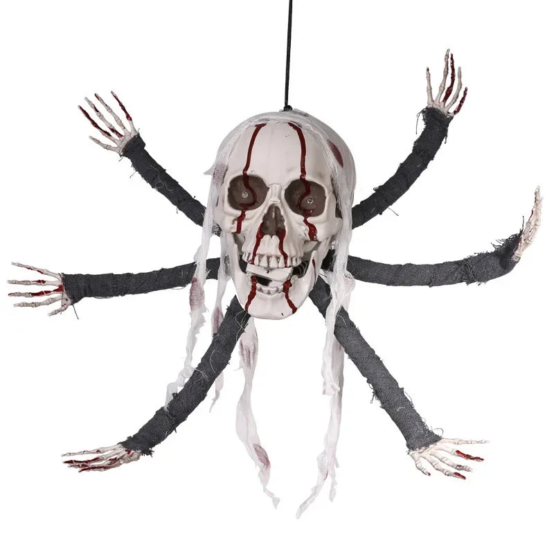 Halloween Skeleton Decoration Scary Amusement Park Party Decor, Glowing Six-Clawed Monster Hanging Ornament for Spooky Scene