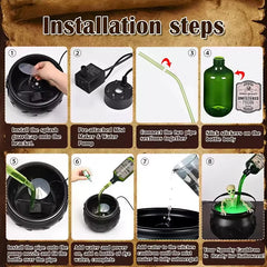 Halloween WitchCauldron with LED Light & Fog Mist Maker Skeleton Decor for Spooky Hocus Pocus Party, Home, Halloween Party DIY