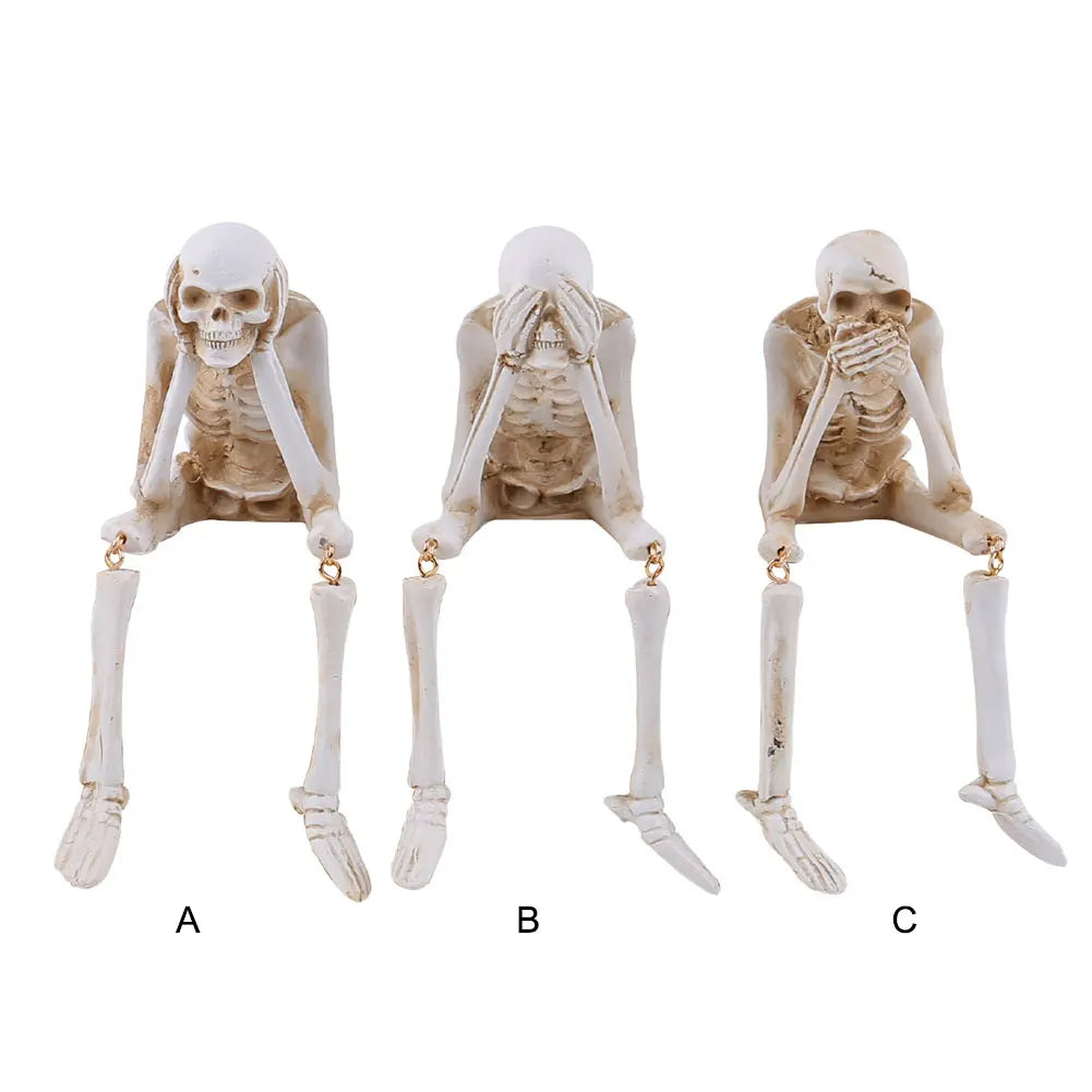 Halloween Skeleton Statues Realistic Skull Decoration Resin Crafts Ornaments Unique Skull Shelf Sitter Figurines Halloween Decor