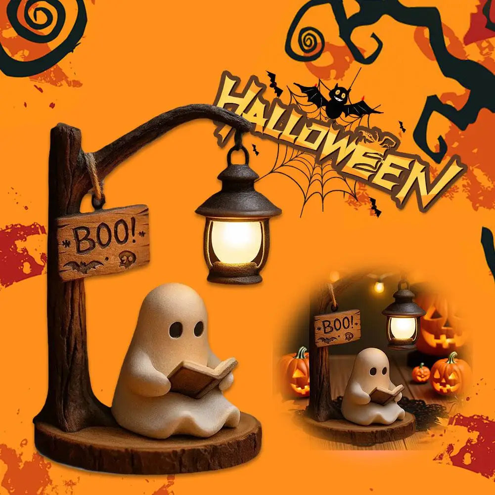 Halloween Lantern Decor Creative Ghost Lamp 3D Resin Halloween Ghost Reading Street Night Light Bedroom Decoration
