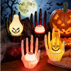Halloween Scary Hand Pumpkin Light Indoor Tabletop Decoration for Haunted House Scene Setup Party Atmosphere Ornament Decor