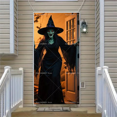 Horror Halloween Party Decoration Witch Zombie Background Ghost Pumpkin Super Scary Studio Background Door Hanging Banner