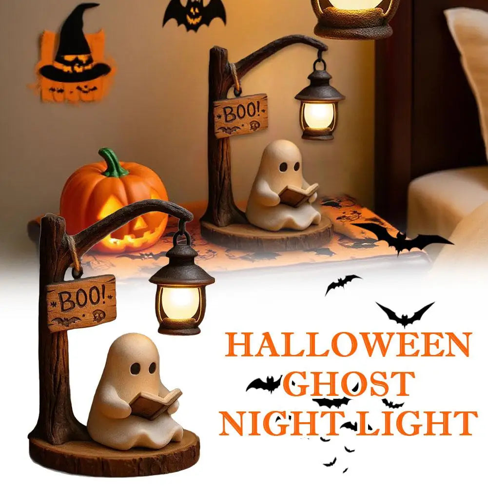 Halloween Lantern Decor Creative Ghost Lamp 3D Resin Halloween Ghost Reading Street Night Light Bedroom Decoration