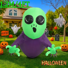 1.2M Halloween Party & Holiday DIY Decorations Inflatable Toys Climbing Window Green Headed Ghost LED Light Outdoor Garden Decor