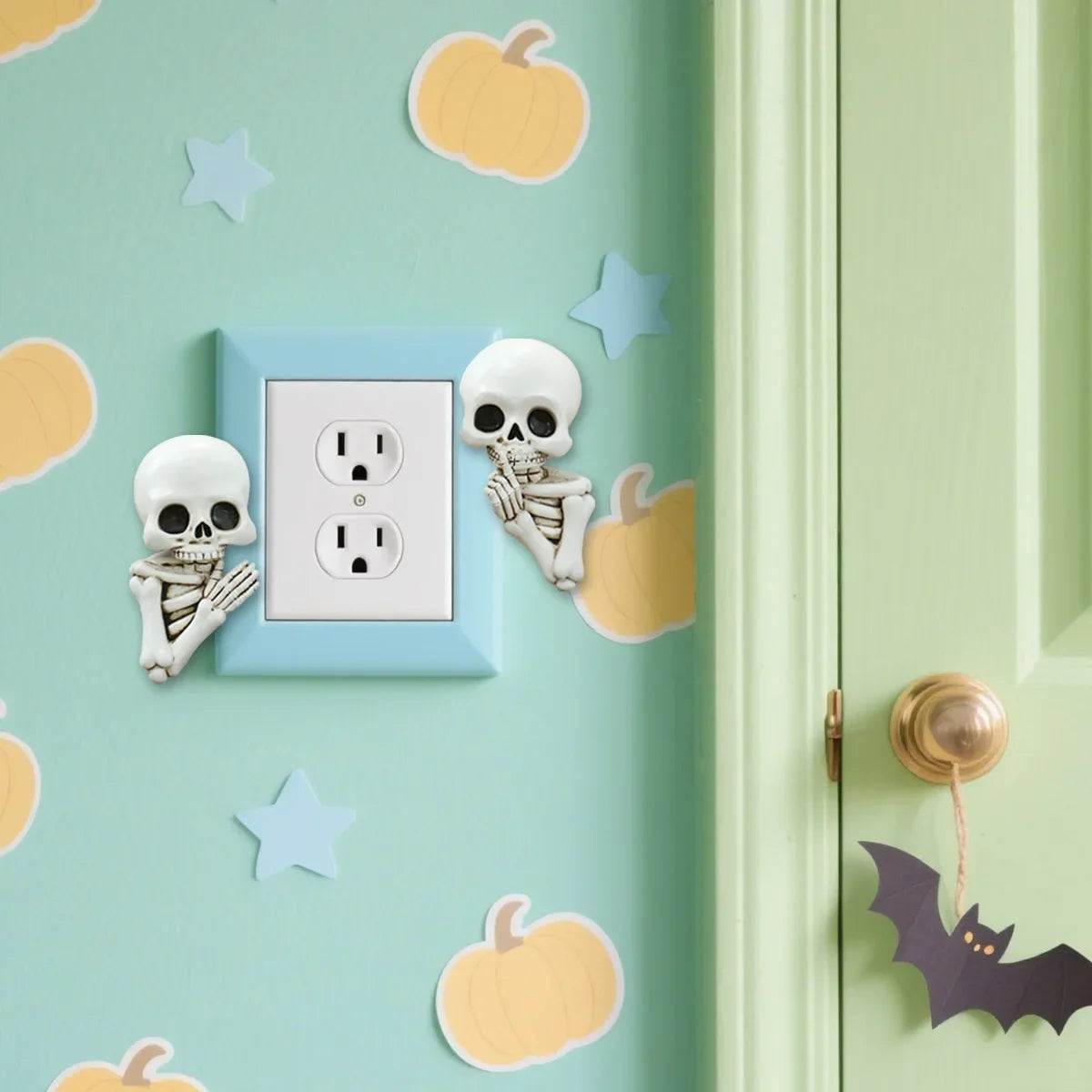 Halloween Skull Resin Ornament Ghost Head Wall Stickers Switch Decals Spooky Home Room Party Garden Micro Landscape Bonsai Decor
