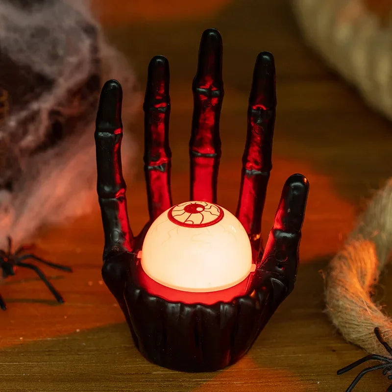 Halloween Scary Hand Pumpkin Light Indoor Tabletop Decoration for Haunted House Scene Setup Party Atmosphere Ornament Decor