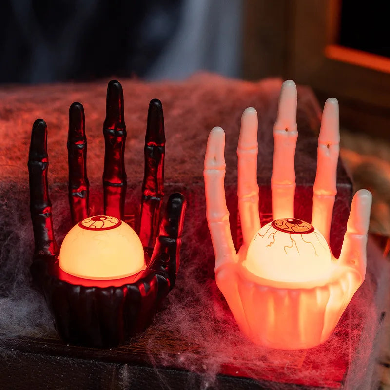 Halloween Scary Hand Pumpkin Light Indoor Tabletop Decoration for Haunted House Scene Setup Party Atmosphere Ornament Decor