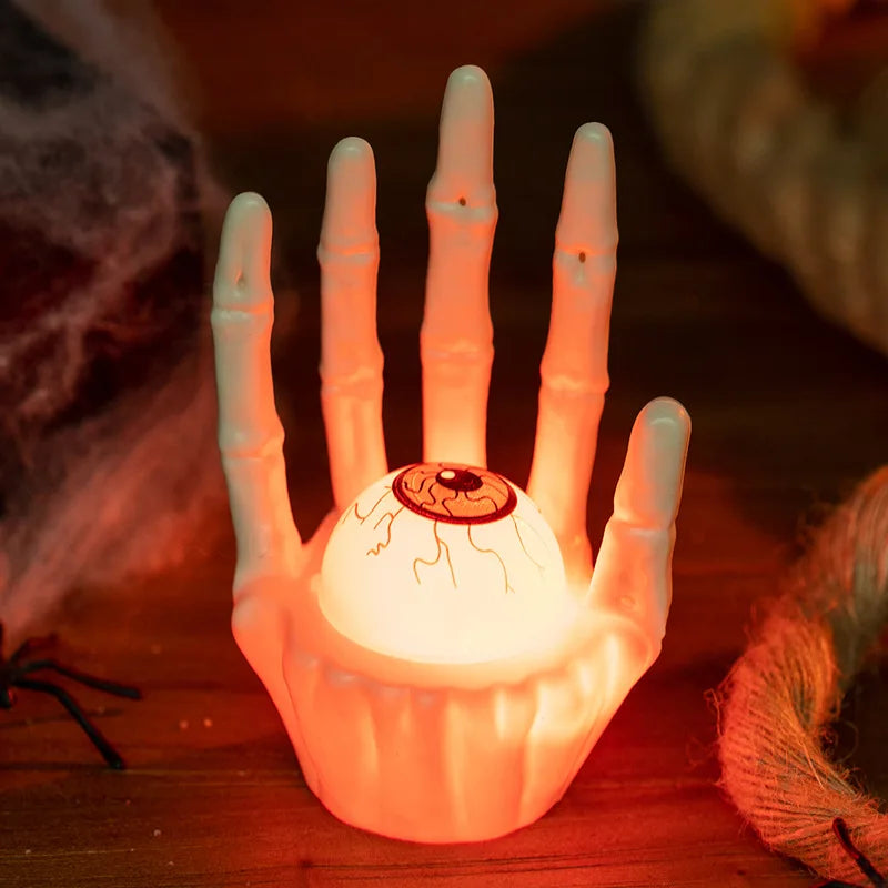 Halloween Scary Hand Pumpkin Light Indoor Tabletop Decoration for Haunted House Scene Setup Party Atmosphere Ornament Decor