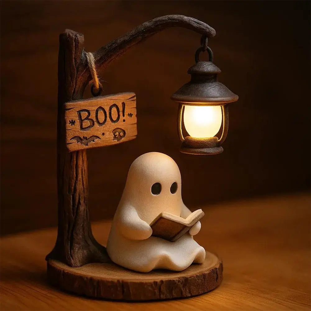 Halloween Lantern Decor Creative Ghost Lamp 3D Resin Halloween Ghost Reading Street Night Light Bedroom Decoration