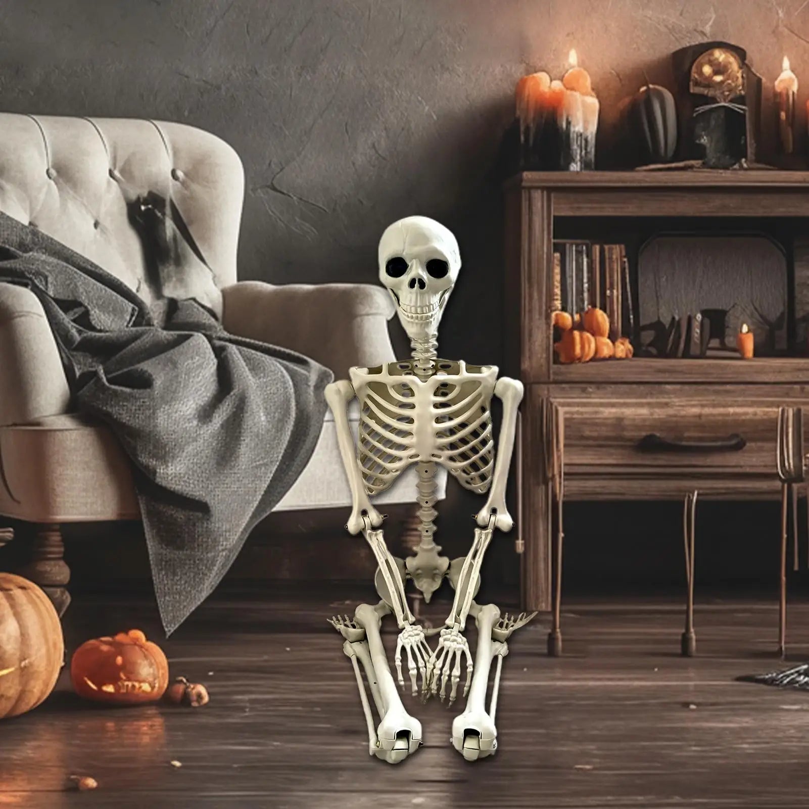 Happy Halloween Modeling Humanoid Skeleton Decorative Props Haunted House Home Bedroom Balcony Decoration Party DIY Supplies