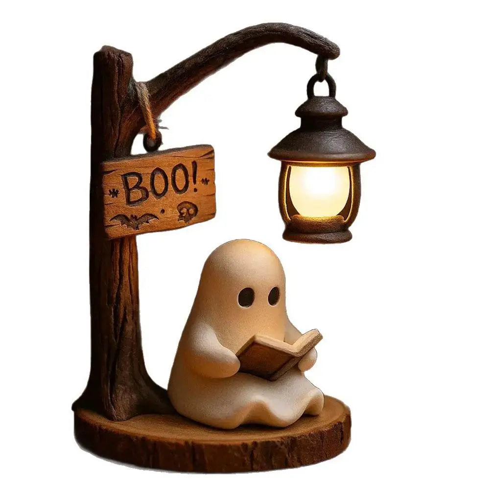 Halloween Lantern Decor Creative Ghost Lamp 3D Resin Halloween Ghost Reading Street Night Light Bedroom Decoration