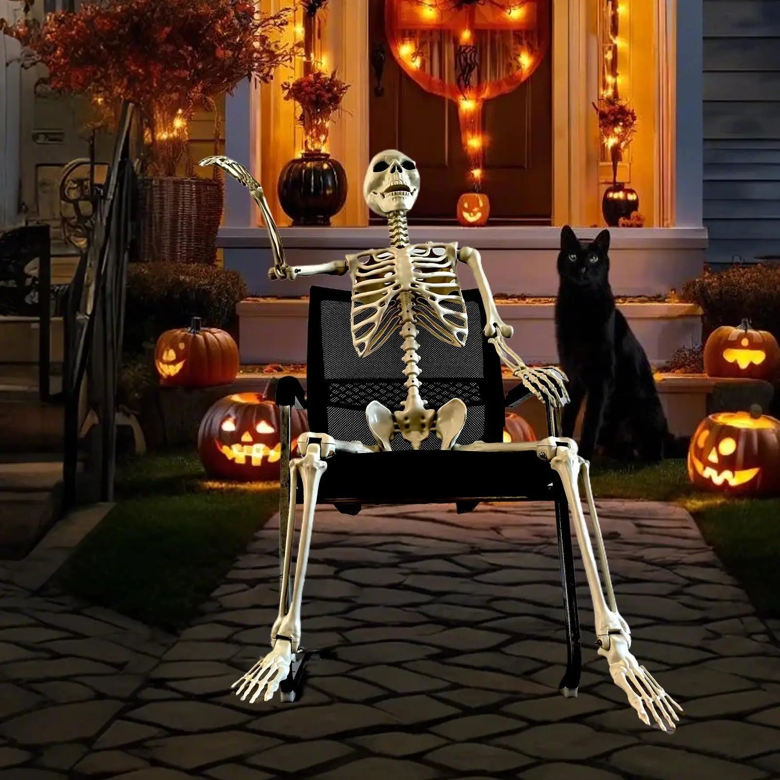 Happy Halloween Modeling Humanoid Skeleton Decorative Props Haunted House Home Bedroom Balcony Decoration Party DIY Supplies