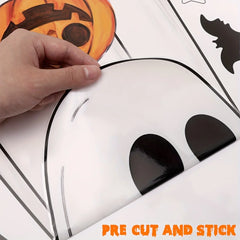 Halloween window stickers decoration, large white ghost silhouette, indoor Halloween party supplies
