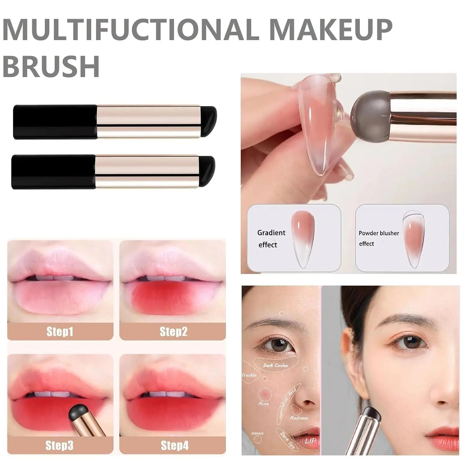 Nail Art Brush Set, 5 Liner Brushes + 2 Reusable Silicone Tip Gradient Brushes, Fine Tip Dotting and Striping Brushes