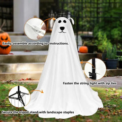 Halloween Decorations Spooky Halloween Decor Spooky Ghost Dog Halloween Decoration Set with Remote String Lights for Front Door