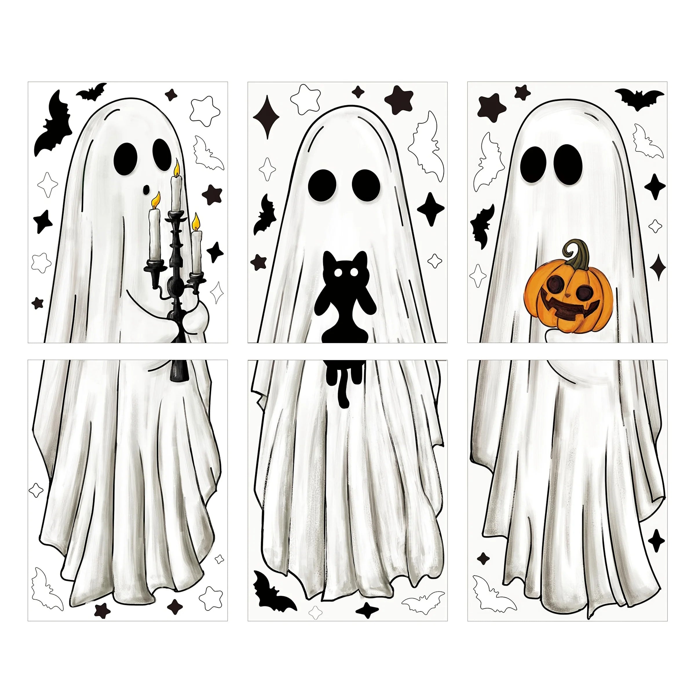 Halloween window stickers decoration, large white ghost silhouette, indoor Halloween party supplies