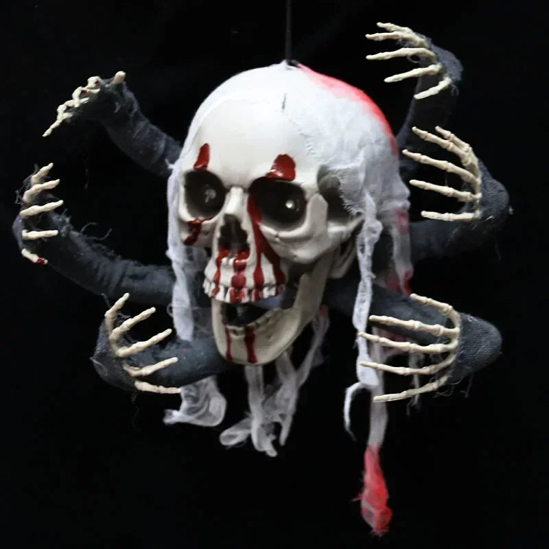 Halloween Skeleton Decoration Scary Amusement Park Party Decor, Glowing Six-Clawed Monster Hanging Ornament for Spooky Scene