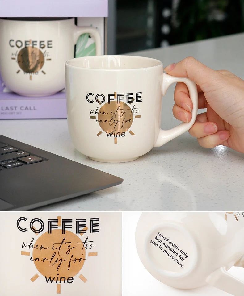 First Call & Last Call Gifts Sets Novelty Products Trends Cute Wine Glass & Coffee Mugs Ceramic Creative Set Items for Gifting