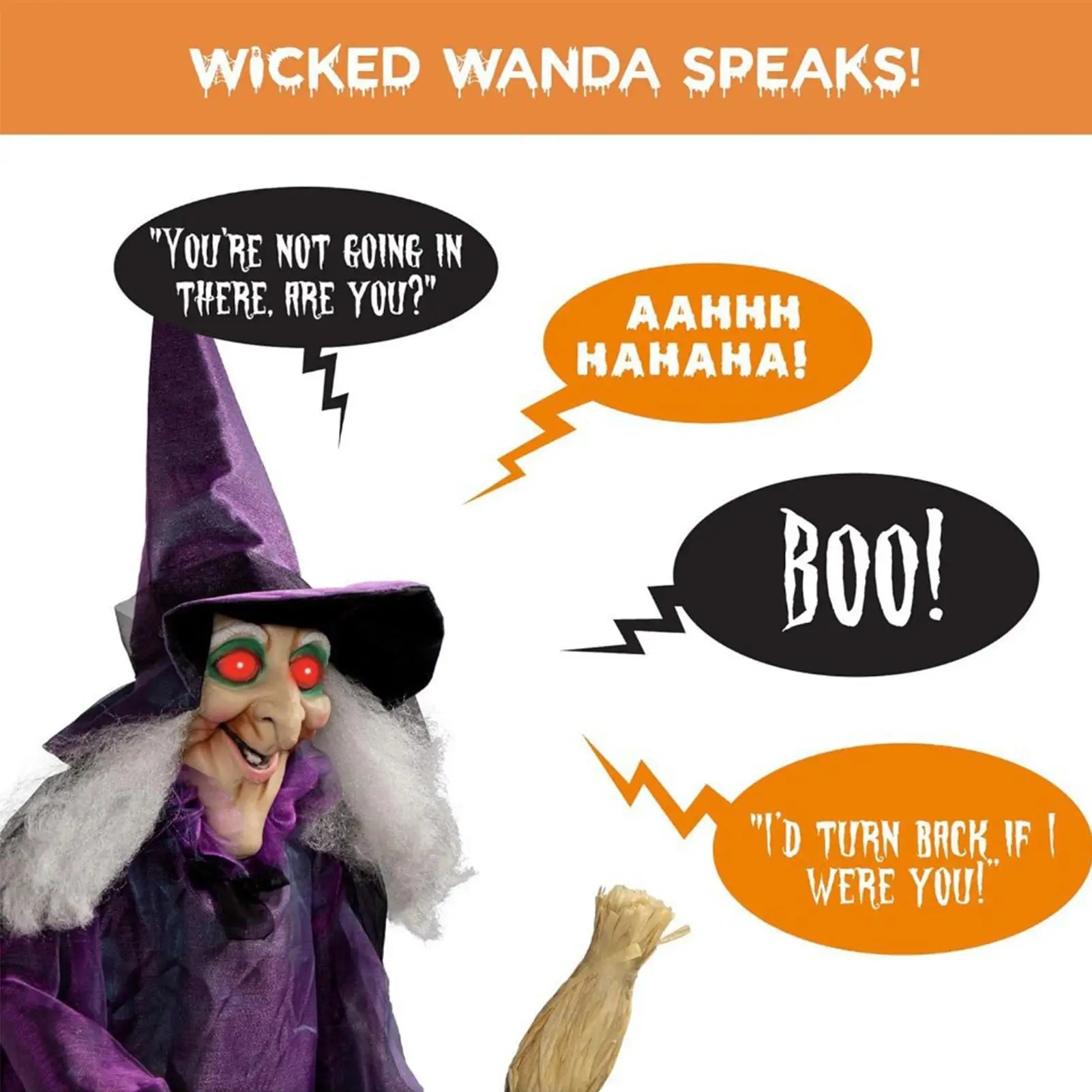 Halloween Witch Decorations Creepy Indoor Outdoor Flying Witch Sound Activated Witch Halloween Decor for Halloween Skull Prop