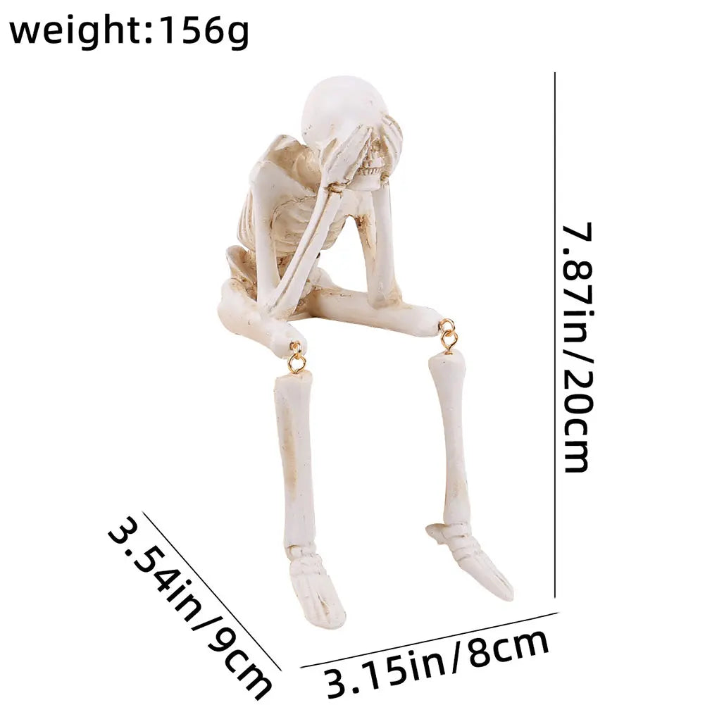 Halloween Skeleton Statues Realistic Skull Decoration Resin Crafts Ornaments Unique Skull Shelf Sitter Figurines Halloween Decor