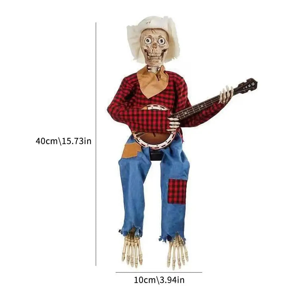 Halloween Animatronics Banjo Skeleton Decorations Musical Country Skeleton Musicians New 2025 Halloween Theme Home Decor