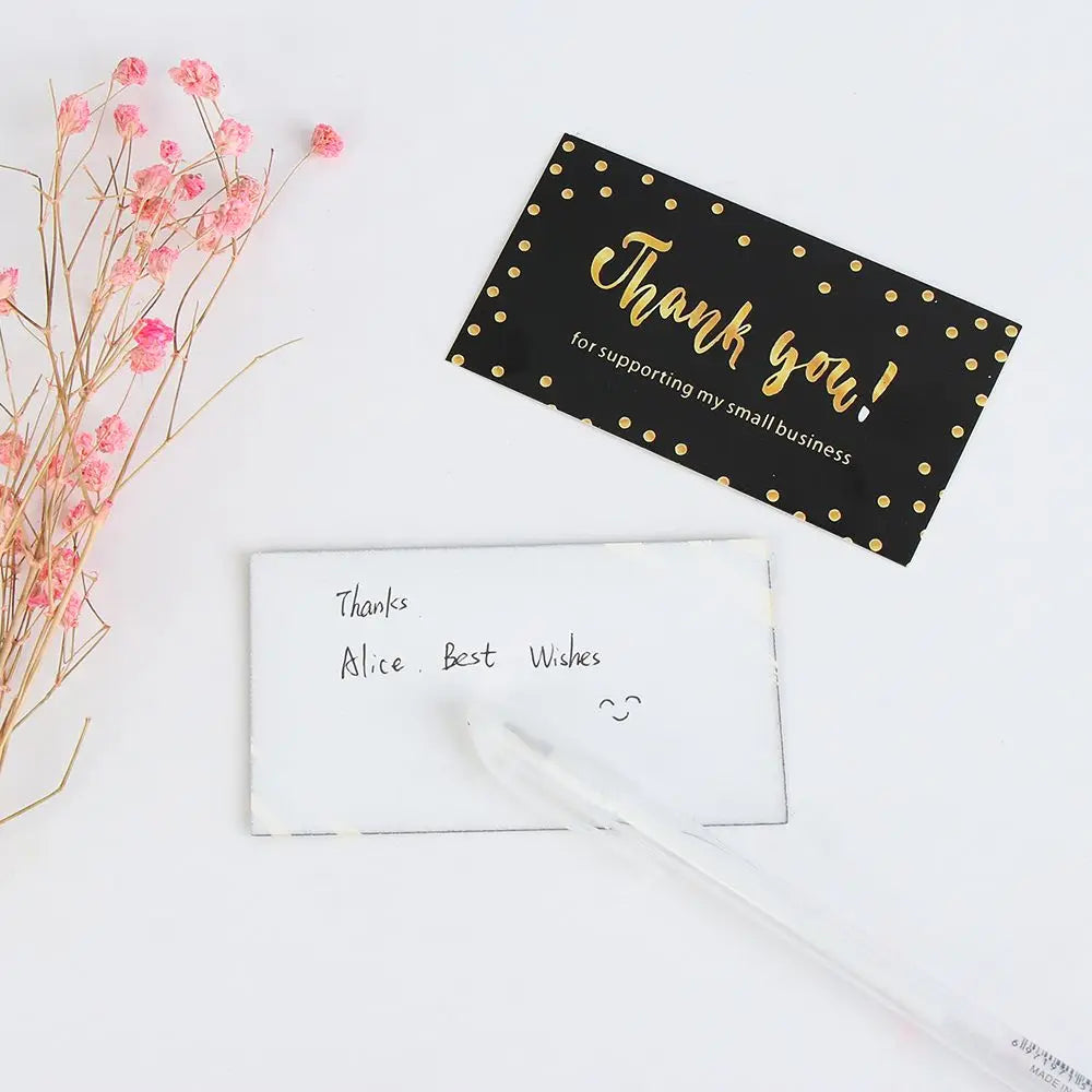 50PCS Thank You Cards For Supporting My Small Business Thanks Greeting Cards Candy Bags Paper Seal Label Party Favor Gift