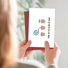 1pc Cute Design Thank You Card With Envelope For Teachers-Thank You For Helping Me Grow, Great Teacher Day Appreciation Gifts