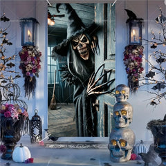 Horror Halloween Party Decoration Witch Zombie Background Ghost Pumpkin Super Scary Studio Background Door Hanging Banner