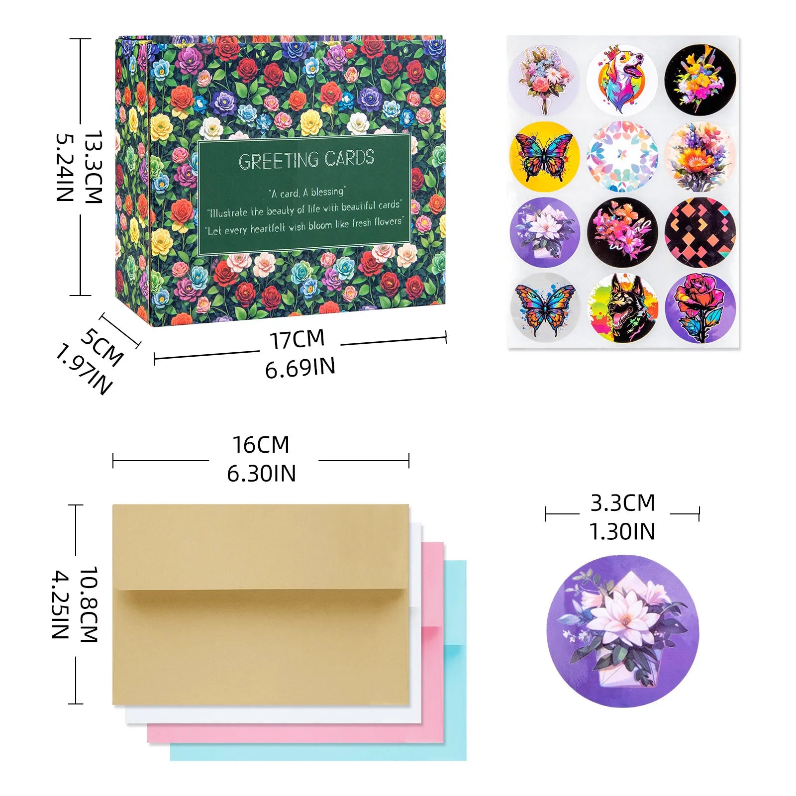 24 Pcs Thank You Greeting Cards with Envelopes Packed in Box 6x4 inch for Thanksgiving Teachers Day Thanks
