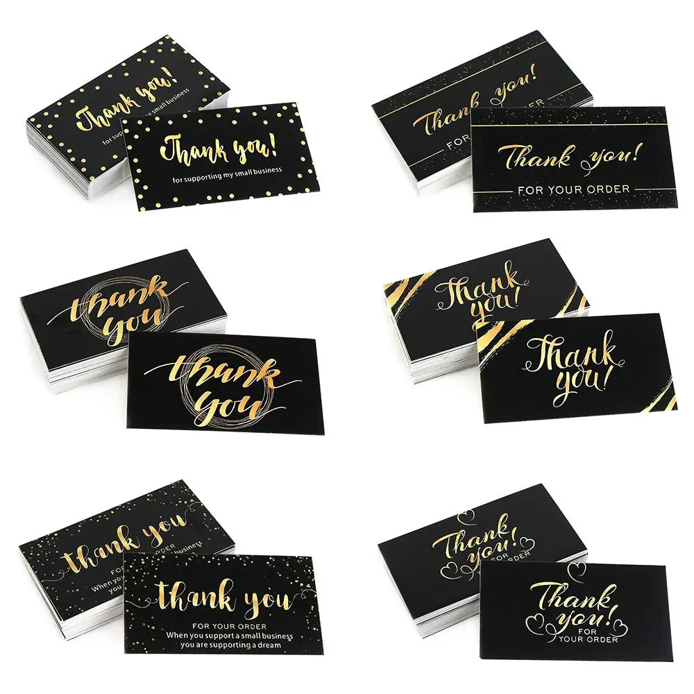 50PCS Thank You Cards For Supporting My Small Business Thanks Greeting Cards Candy Bags Paper Seal Label Party Favor Gift
