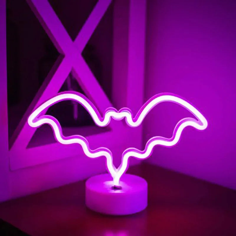 Halloween Party Decoration LED Ghost Pumpkin Bat Neon Lights Wall Decor  Neon Lamps For Kids Living Room Wedding Night Lights
