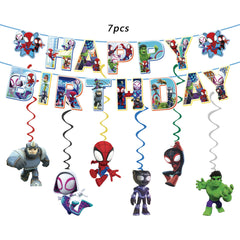 Spidey And His Amazing Friends Birthday Party Supplies, banner，Plates, Napkins and Tablecover for Party Decorations