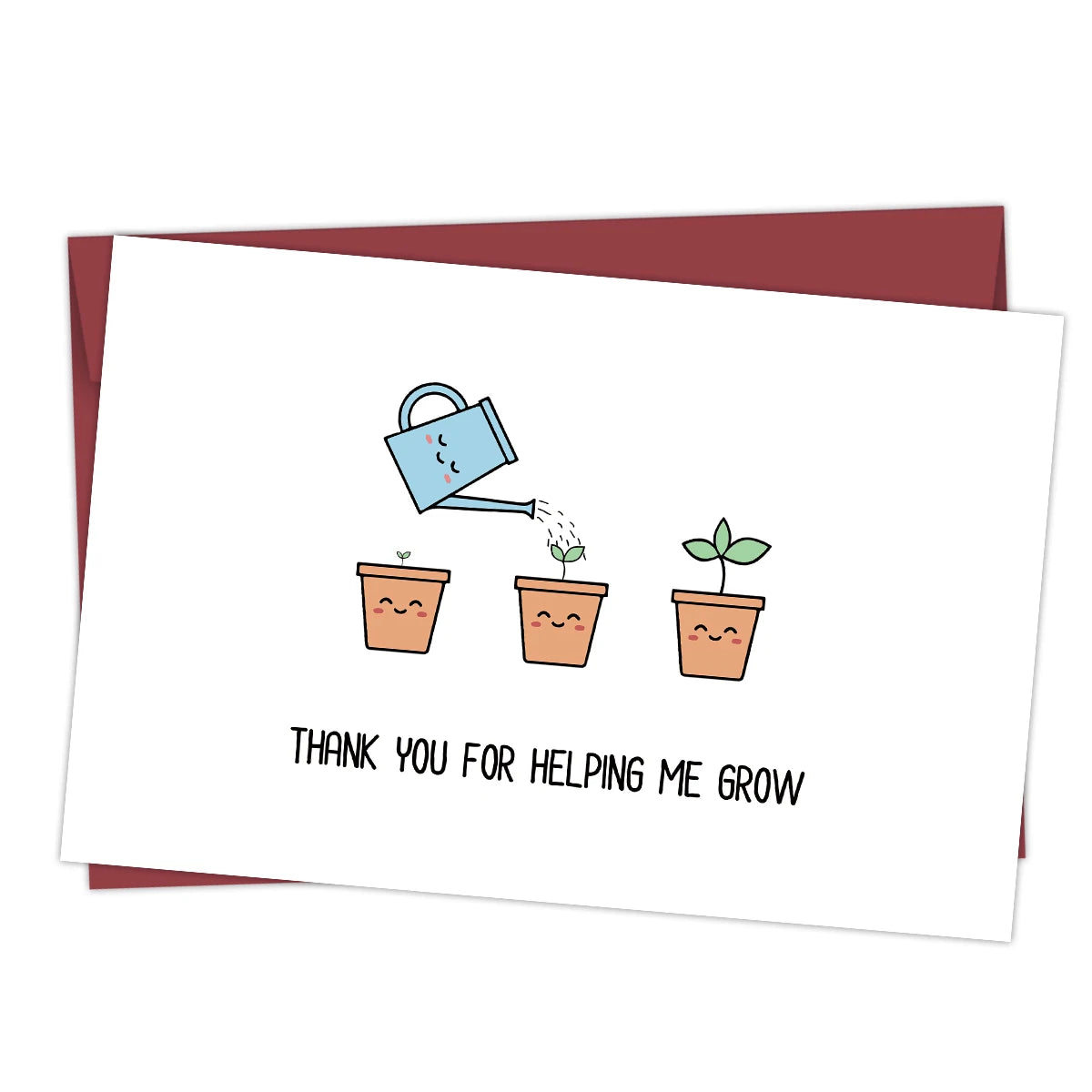1pc Cute Design Thank You Card With Envelope For Teachers-Thank You For Helping Me Grow, Great Teacher Day Appreciation Gifts
