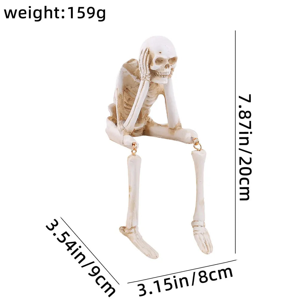 Halloween Skeleton Statues Realistic Skull Decoration Resin Crafts Ornaments Unique Skull Shelf Sitter Figurines Halloween Decor