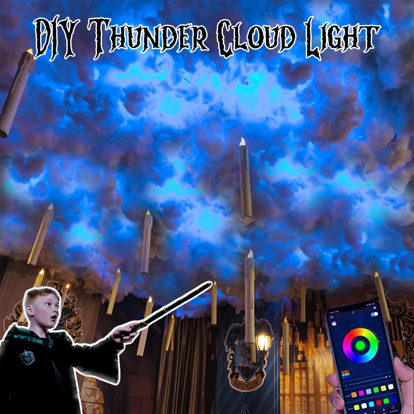 Halloween Decor Indoor - Smart Thunder Cloud Led Lights for Ceiling DIY Kit Bedroom Gaming Room Decor Christmas
