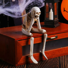 Halloween Skeleton Statues Realistic Skull Decoration Resin Crafts Ornaments Unique Skull Shelf Sitter Figurines Halloween Decor