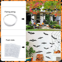 Halloween Bat Shaped Hanging Ornament Fluorescent Bat Decor Glowing Bat Pendant Bat-Shaped For Halloween Party Outdoor Yard