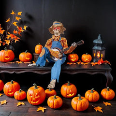 Halloween Animatronics Banjo Skeleton Decorations Musical Country Skeleton Musicians New 2025 Halloween Theme Home Decor