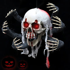 Halloween Skeleton Decoration Scary Amusement Park Party Decor, Glowing Six-Clawed Monster Hanging Ornament for Spooky Scene