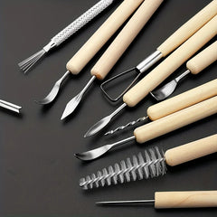Art Supplies 11 PCS Sculpting Tools DIY Wooden Handles Ceramic Tools Beginners Arts and Crafts Wood and Steel Home School Use