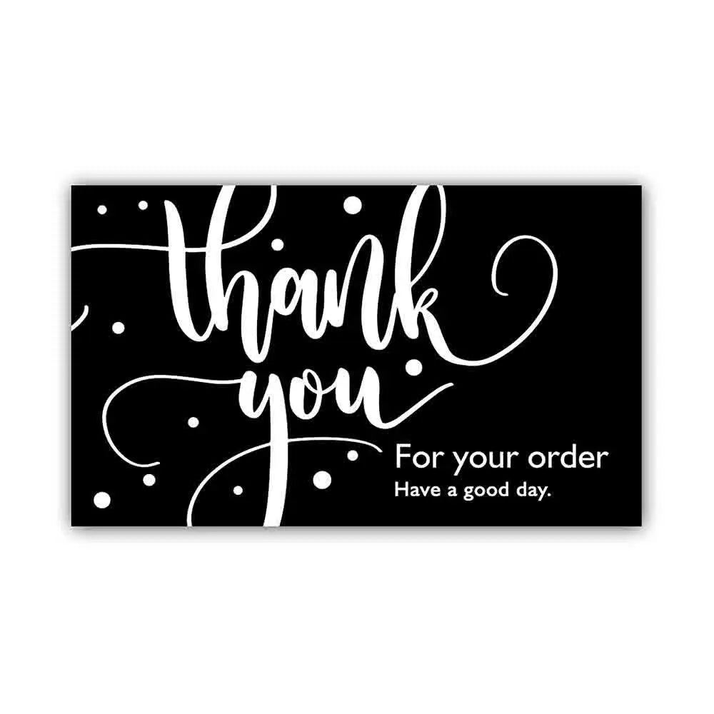 30pcs/pack Black Thank You Card For Supporting Business Package Decoration "Gorgeous Thanks" Business Card Handmade With Love