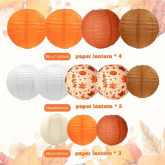 12Pcs Thanksgiving Maple Leaf Paper Lantern Party Supplies Set, Autumn Paper Lanterns Autumn Maple Lanterns, Thanksgiving Hanging Decorations Autumn Harvest Party Supplies