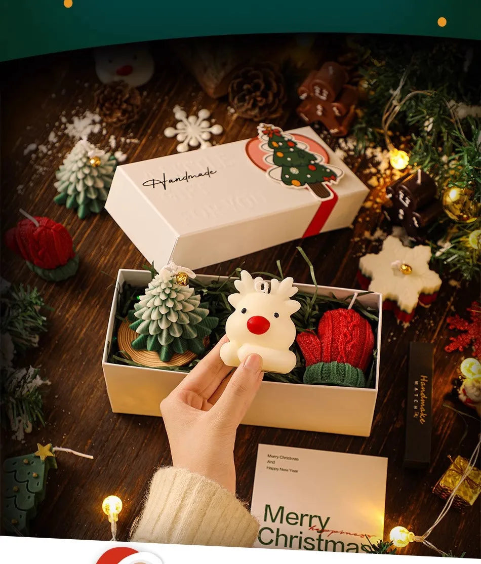 Christmas Gift for Friends Practical Deer Aromatherapy Candle Set Gift Box with Handheld Gifts Christmas Gift Ornament