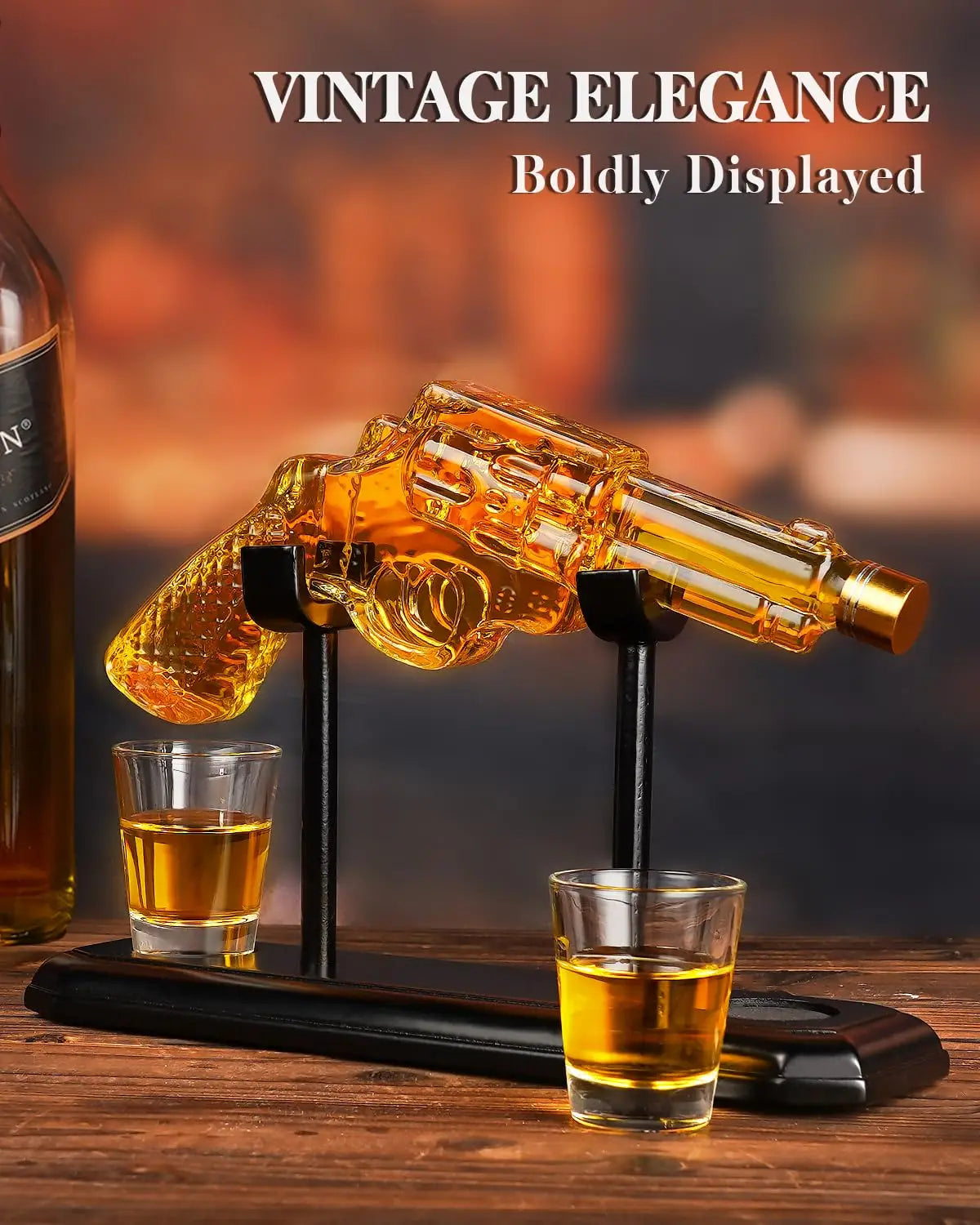Birthday Gifts for Men Dad Whiskey Gun Decanter Set with Shot Glasses Stocking Stuffers Military Presents dispenser Bar Drinking
