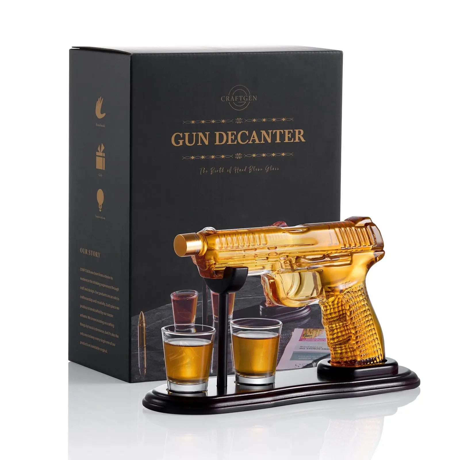 Birthday Gifts for Men Dad Whiskey Gun Decanter Set with Shot Glasses Stocking Stuffers Military Presents dispenser Bar Drinking