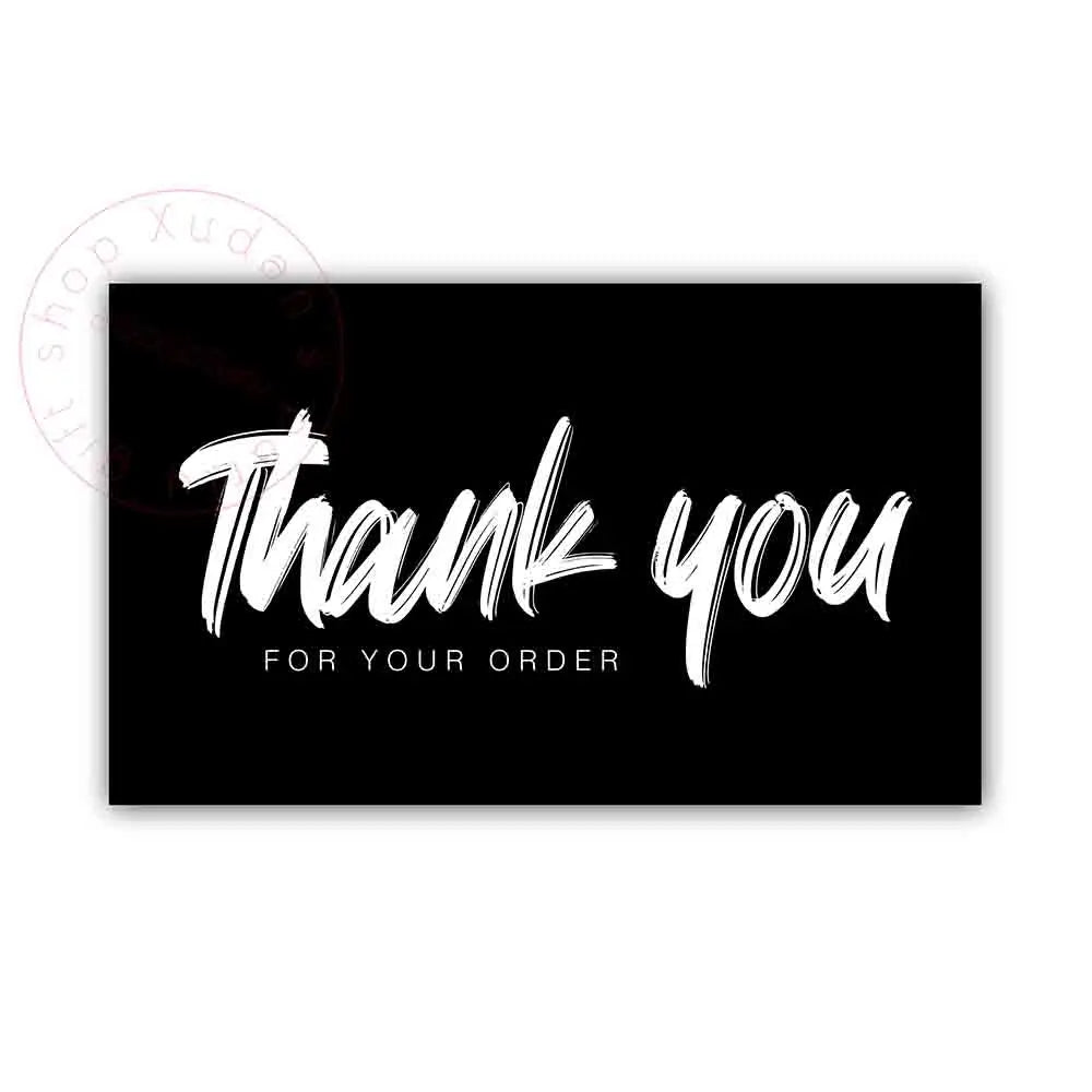 30pcs/pack Black Thank You Card For Supporting Business Package Decoration "Gorgeous Thanks" Business Card Handmade With Love