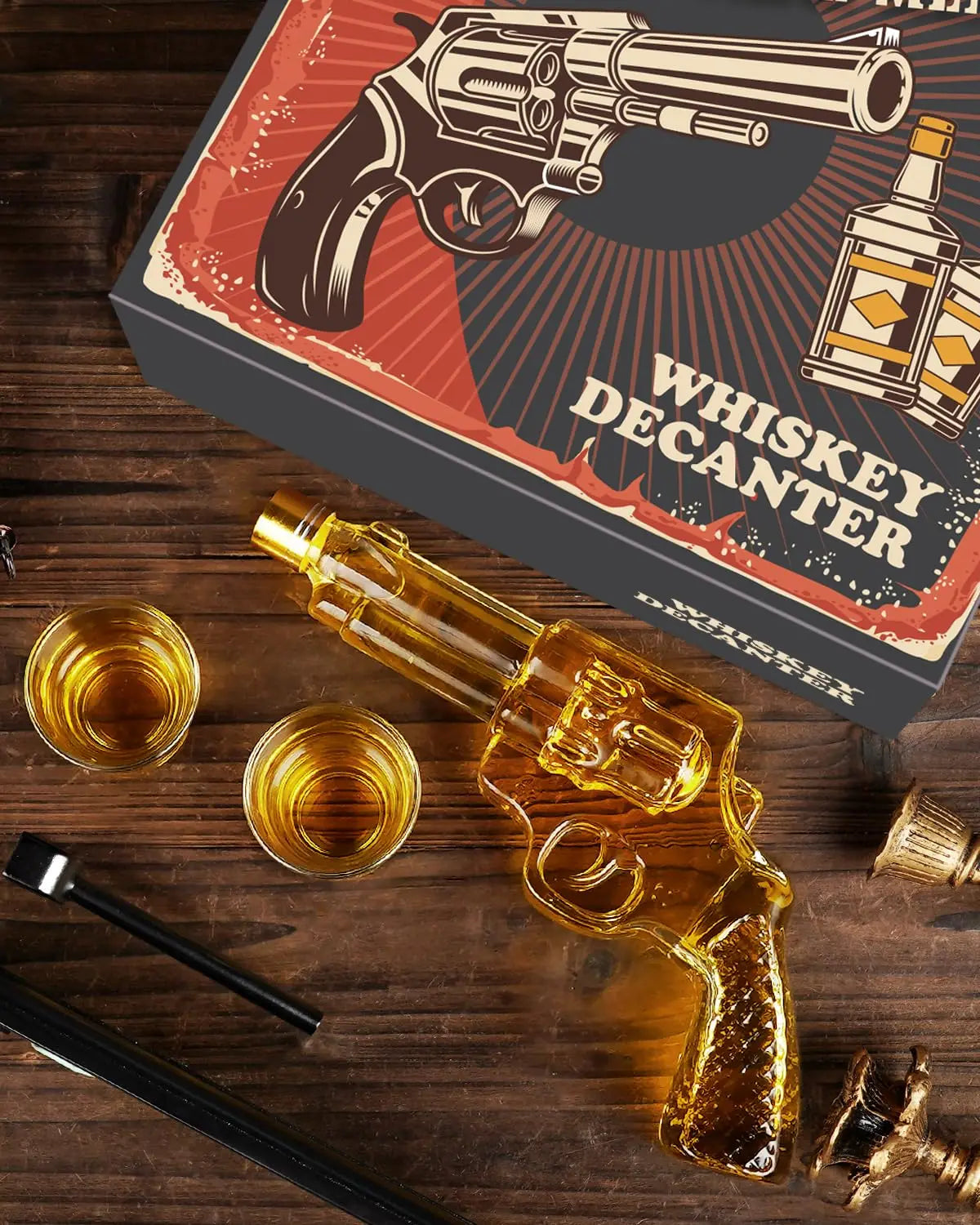 Birthday Gifts for Men Dad Whiskey Gun Decanter Set with Shot Glasses Stocking Stuffers Military Presents dispenser Bar Drinking