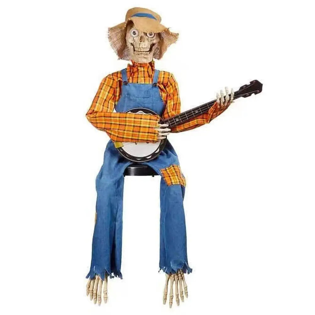 Halloween Animatronics Banjo Skeleton Decorations Musical Country Skeleton Musicians New 2025 Halloween Theme Home Decor