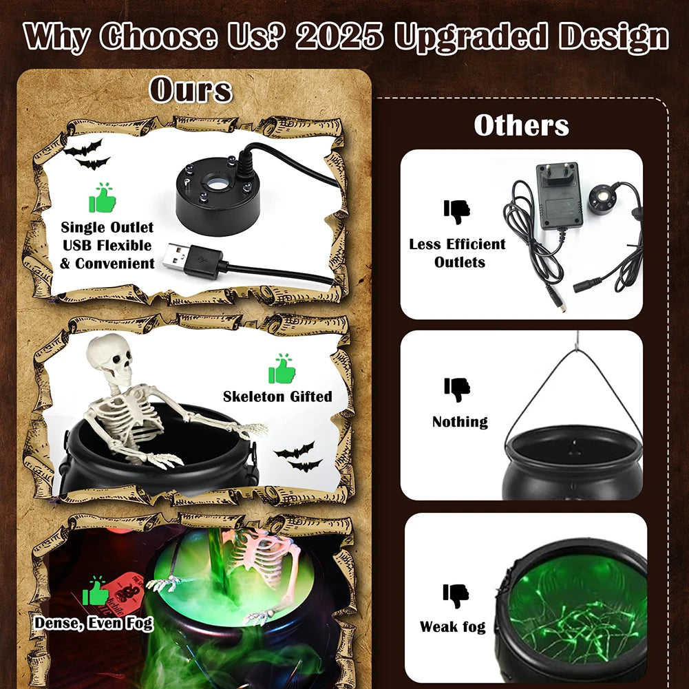 Halloween Decoration Wizard Bowl Magic Float Bottle and Diffuser Halloween Horror Skeleton Ghost Ornaments Haunted House Props