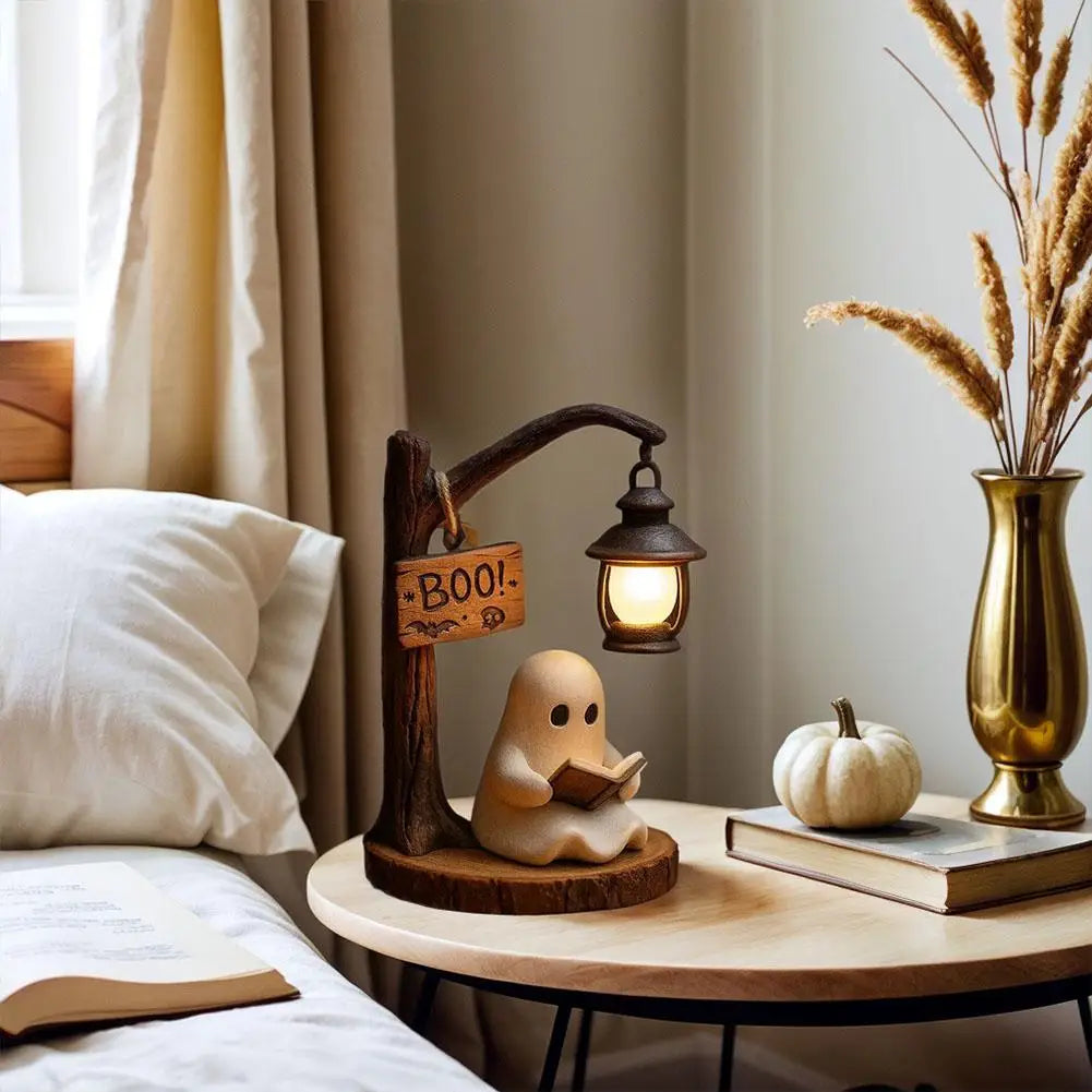 Halloween Lantern Decor Creative Ghost Lamp 3D Resin Halloween Ghost Reading Street Night Light Bedroom Decoration